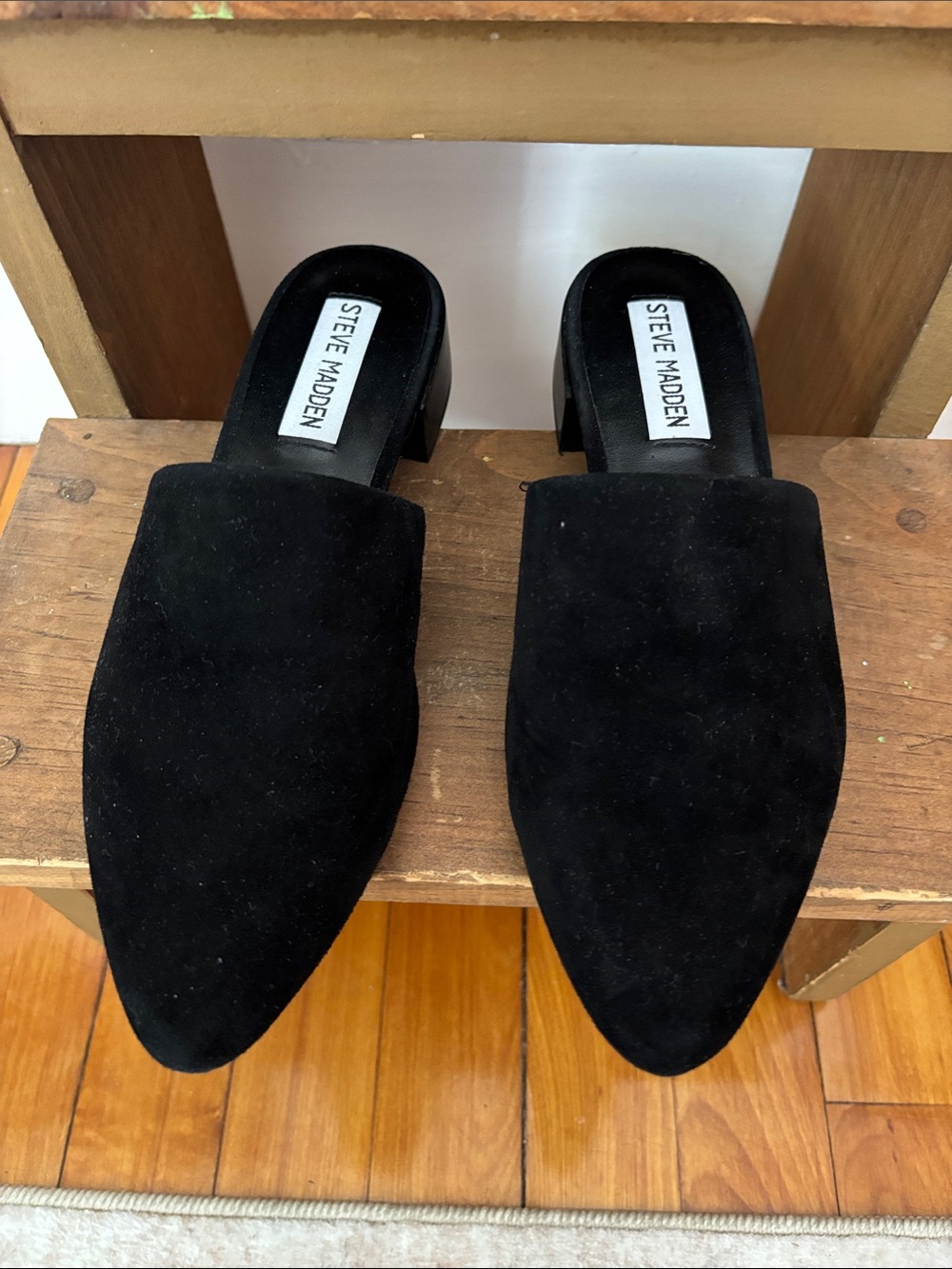 Steve Madden Black Suede Slip-On Mules - Picture 2 of 6